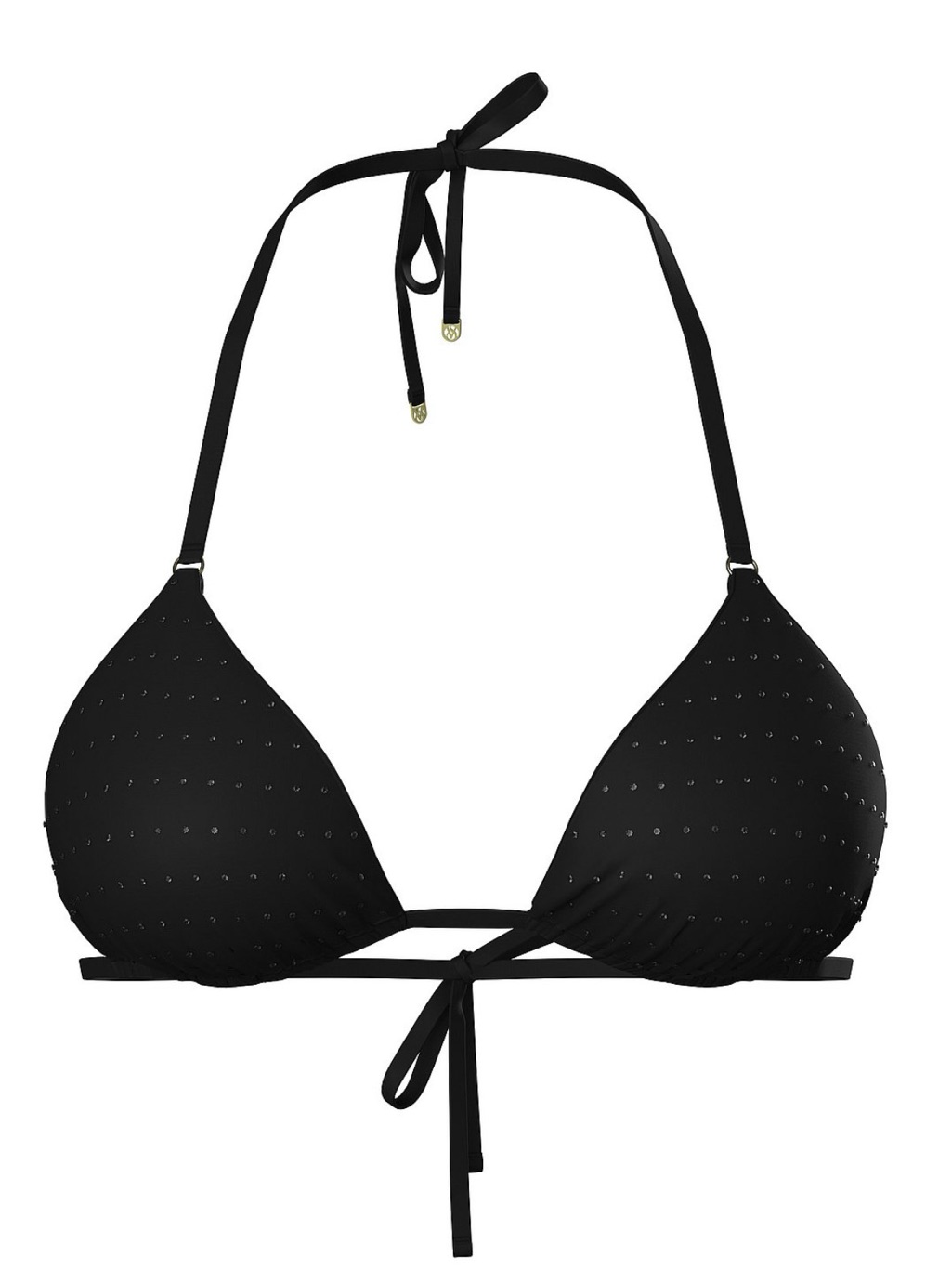 Nwt Vs Diamant Triangle Bikini Top In Pure Black Shine, New
